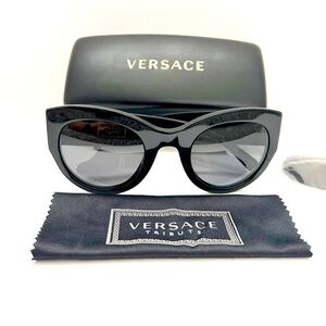 VERSACE Tribute 53MM Medusa Head Cat-Eye Sunglasses, Case, & Cleaning Cloth
